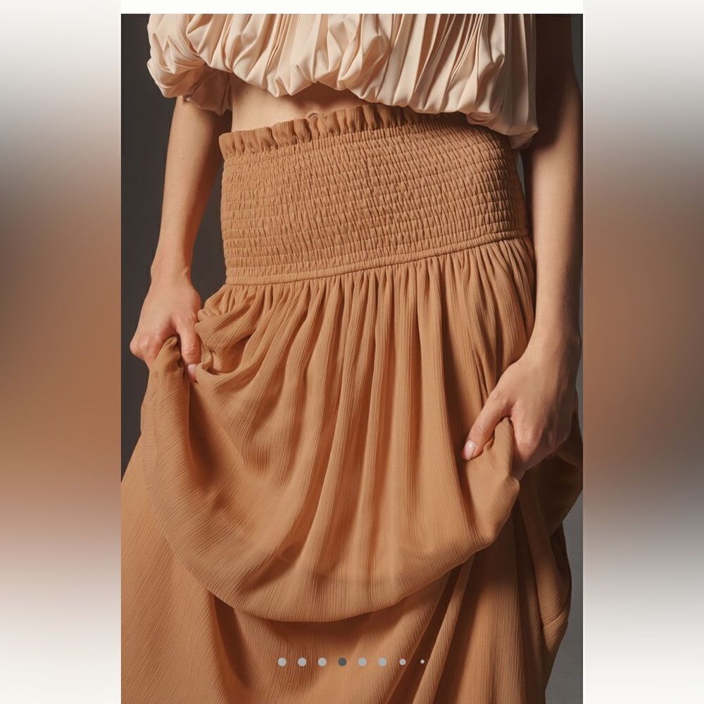 By Anthropologie smocked sheer maxi skirt - Picture 4 of 8